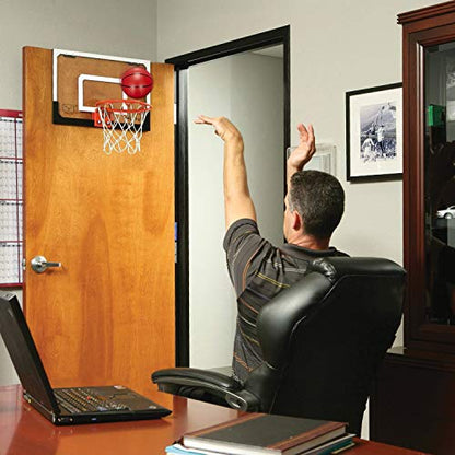 Larger Indoor Basketball Hoop with 9" Large Dunk Rim for Kids and Adults, Over The Door Basketball Hoop for Bedroom with 3 Rubber Small 6" Basketball Sport Toy Gifts - style: Shatterproof