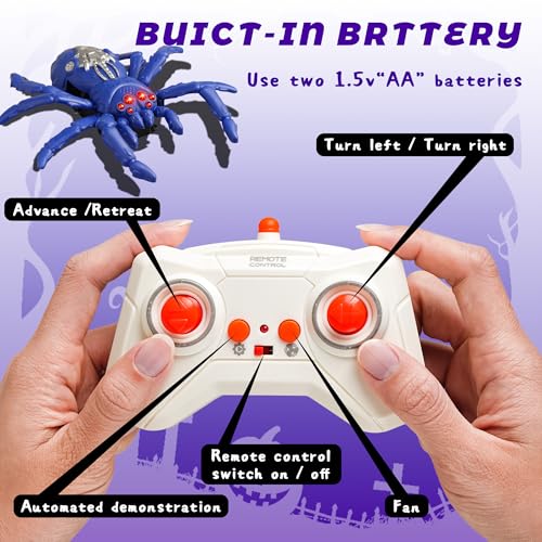 Wall Climbing Remote Control Spider, Rechargeable RC Wall Crawler Tarantula Robot with High Speed & 360° Rotation, Funny Prank Toys Gifts for Boys & Girls Age 3+ (Purple) - style: purple spider