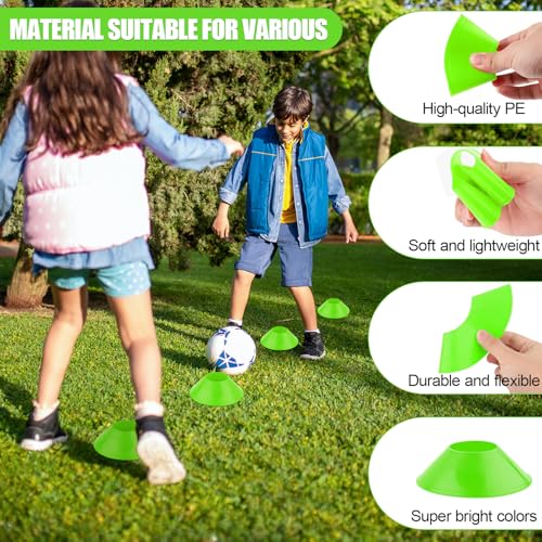 15pcs Soccer Cones for Sports Training, Mini Football Cones Flexible Agility Sports Cones Training Cones for Football Basketball Running Drills Sports Games Field Cone Markers Kids Practice (Green)