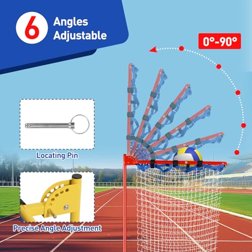 Volleyball Setter Trainer Net 8 Adjustable Heights,Sturdy and Durable 130inch Volleyball Setter Training Equipment 6 Adjustable Angles for Serving,Spiking,and Setting Training