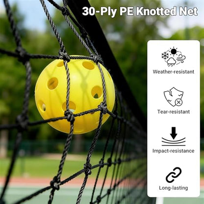 Pro Pickleball Net - 22ft Tournament-Grade, Heavy Duty Steel Frame, 30-ply Sturdy Net, Hand Winch System, Universal Wheels, 600D Carrying Bag, Perfect for Indoor & Outdoor Use, Black/Yellow