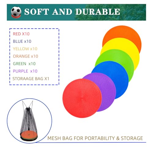 LAZR Non Slip Agility Marker Aggregate Dots 4.72 inch 9 inch Floor Dot Marker for Classroom Dance Sports Football Basketball Speed Agility Training - style: 4.72inch 60pcs