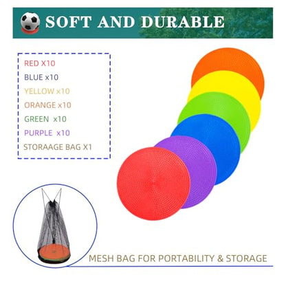 LAZR Non Slip Agility Marker Aggregate Dots 4.72 inch 9 inch Floor Dot Marker for Classroom Dance Sports Football Basketball Speed Agility Training - style: 4.72inch 60pcs