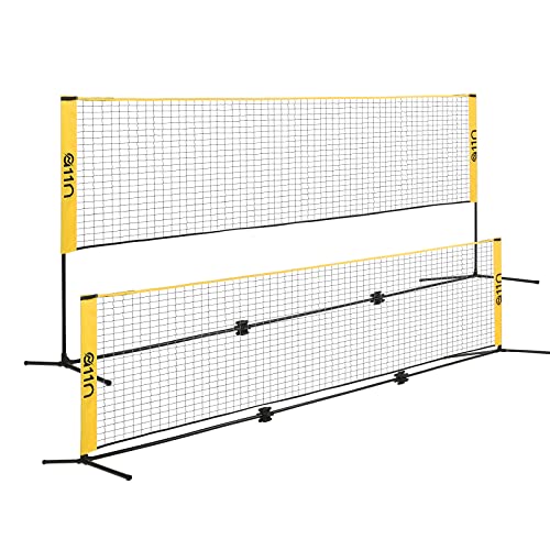 A11N SPORTS Badminton Net - Height Adjustable Volleyball Net for Junior Tennis, Soccer Tennis & Kids - Portable Driveway Pickleball Net for Indoor & Outdoor, 11ft/14ft/20ft Wide
