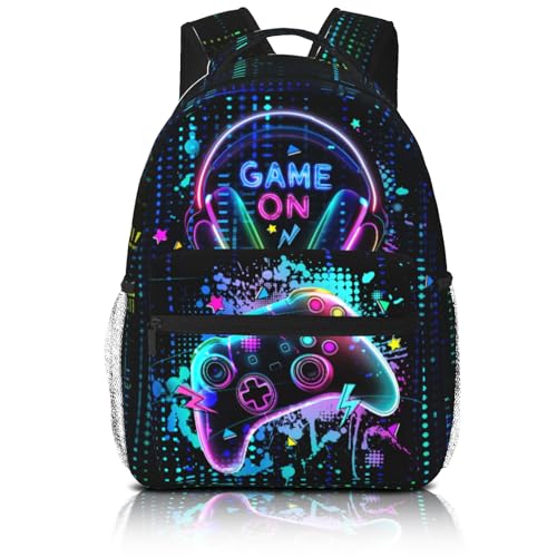 Video Game Backpack for Boys School Backpack for Kids Children Teens Elementary Middle School Students Bookbag Ages 6-18, Game Bookbag Travel Back Pack - color: Gamepad