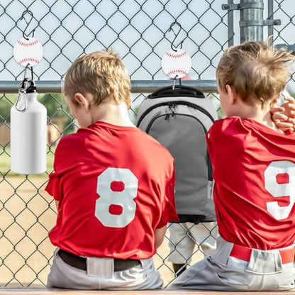 FYSUIMU 24Pcs Bag Hooks for Fence Baseball Football Sports Fence Hook Metal Backpack Hook with Acrylic Board for Bat Bag Water Bottle Backpack Lover Player Gifts