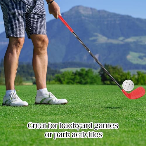 Realspring Backyard Golf Club Set Adjustable Golf Club for Backyard Game Plastic Chipping Clubs Plastic Balls Outdoor Indoor Training Practice Gift for Adults(Red,Left Hand) - style: Left Hand