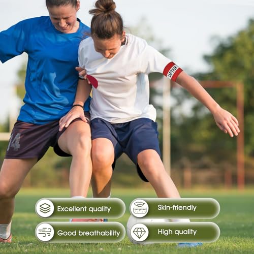 6 Pieces Soccer Captain Armband Adjustable Elastic Sports Bands for Football Basketball, Anti-Slip Team Armbands for Adult Youth Athletes