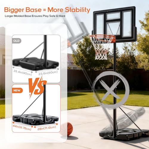 Portable Basketball Hoop Outdoor, Adjustable Basketball Hoops Goal System Shatterproof Backboard, Shock Absorbent Rim, Fillable Base for Swimming Pool/Backyard/Driveway - style: Lock Knob Adjustment