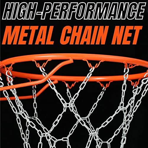 Basketball Net Heavy Duty Metal Chain Replacement with 12 S-Hooks and Set of Pliers to Tighten Hooks | Rustproof Galvanized Iron 21-Inch (53 cm) Net (2.5)