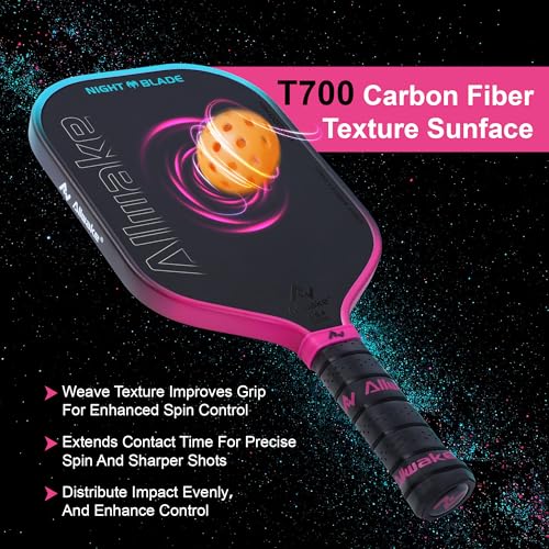 Professional Pickleball Paddles - T700 Raw Carbon Fiber with Foam Injected Edges for Expanded Sweet Spot - Control & Power Paddle for All-Level Players ﻿ ﻿ - color: Gradient Blue Purple Pickleball Paddle