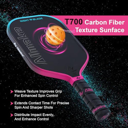 Professional Pickleball Paddles - T700 Raw Carbon Fiber with Foam Injected Edges for Expanded Sweet Spot - Control & Power Paddle for All-Level Players ﻿ ﻿ - color: Gradient Blue Purple Pickleball Paddle