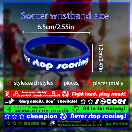Football-Themed Wristbands Wholesale - 30-Pcs Silicone Wristband Set, Ideal for Sporting Events, Sports Parties, Team Activities, Birthday Party Giveaways, and Gifts