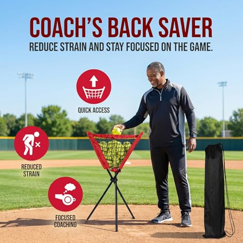 WIGERLON Baseball Caddy Softball Caddy，Pickleball Coddy Stand Tennis Balls Bucket Foldable and Portable, Easy to Install