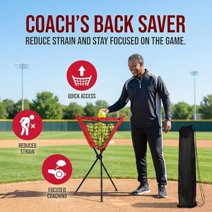 WIGERLON Baseball Caddy Softball Caddy，Pickleball Coddy Stand Tennis Balls Bucket Foldable and Portable, Easy to Install