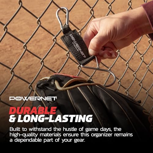 PowerNet Dugout Organizers, Softball & Baseball Bat Fence Rack, Multi-Clip Gear Hanger, Two Fence Hooks or Dugout Bundle, Baseball Coaching Accessories, Baseball Equipment Dugout Organizer with Hooks - style: Dugout Bundle