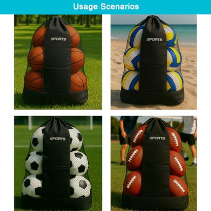 Large Drawstring Sports Backpack, Coach Ball Bag for Team Practice– Heavy Duty Ball Bag Holds Footballs, Soccer Balls, Gear & Uniforms – Multipurpose Mesh Equipment Sack for Coaches & Athletes