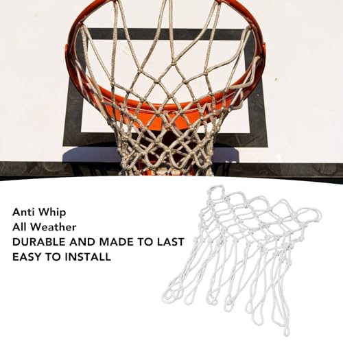 BestAlice Basketball Net Replacement All Weather Anti Whip Fits Standard Rims Professional Basketball Net Polyester White for Indoor Outdoor Home Use Basketball Net