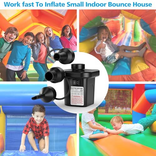 Electric Air Pump for Inflatables,Portable Quick-Fill Air Pump with 3 Nozzles,110V AC/12V DC,Inflator & Deflator Pumps for Outdoor Camping,Air Mattress Beds,Boats,Inflatable Cushion,Couch,Pool Floats