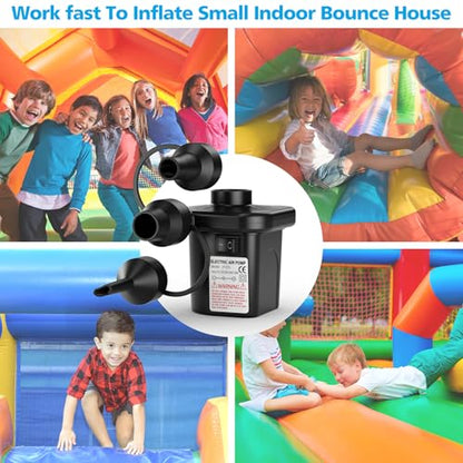 Electric Air Pump for Inflatables,Portable Quick-Fill Air Pump with 3 Nozzles,110V AC/12V DC,Inflator & Deflator Pumps for Outdoor Camping,Air Mattress Beds,Boats,Inflatable Cushion,Couch,Pool Floats