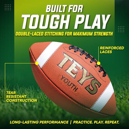 Game Football - Premium Composite Leather & Enhanced Grip (Sizes -Peewee, Junior, Youth, Official) - size: Youth