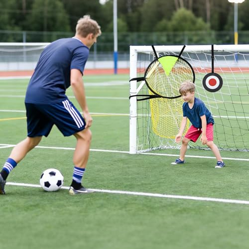 Soccer Target Net and Disc Set with Drawstring Backpack– 20” Goal Target Net (2 PCS) + 7" ABS Target Disc – Adjustable Straps, Clear Visibility for Shooting Accuracy for Solo Drills, Team Training