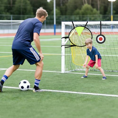 Soccer Target Net and Disc Set with Drawstring Backpack– 20” Goal Target Net (2 PCS) + 7" ABS Target Disc – Adjustable Straps, Clear Visibility for Shooting Accuracy for Solo Drills, Team Training
