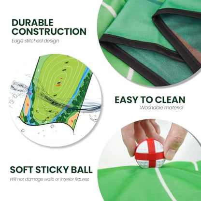 Golf Chipping Game Mat Double Sided,40 pcs Golf Game Set with 6×5 FT Golf Practice Mat,Outdoor Indoor Hitting Games for Adults & Kids,Home Backyard Garage Game, for Family Gatherings