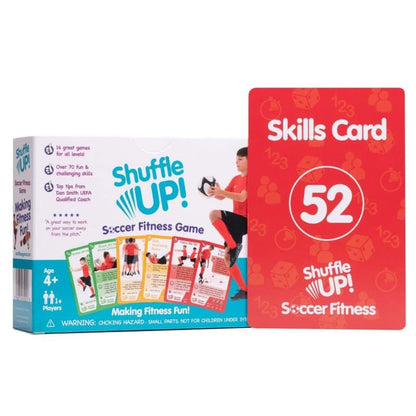 Shuffle Up Soccer Card Games - 70+ Fun & Active Skills Cards for Kids, Fitness Cards Develop Fundamentals, Stamina & Strength, Easy to Play for Kids | Multiple Skills Level Card Include 2 Dices - style: Soccer Card Games