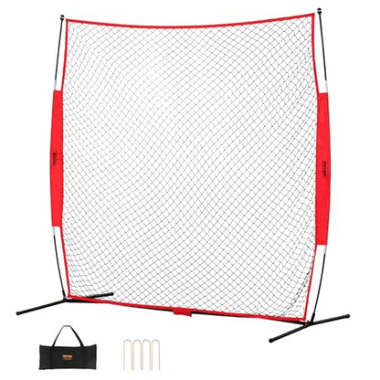 VEVOR 7X7ft/12X9ft/16X10ft/20x10ft Barricade Backstop Net, Ball Sports Barrier Netting, Portable Practice Net for Baseball Softball Lacrosse Hockey Basketball Equipment Training Net