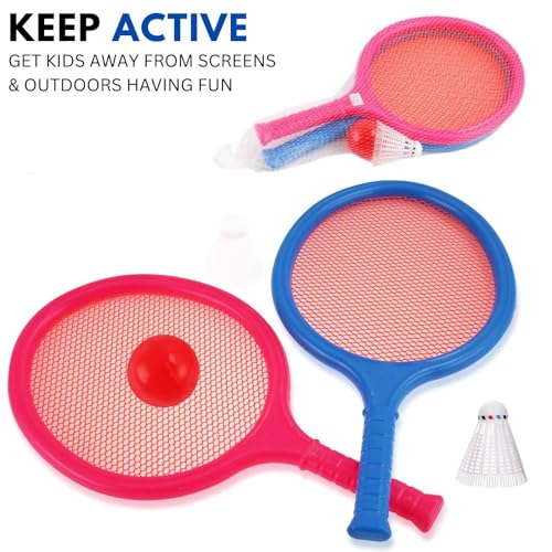 Badminton Racket Set for Kids, Toddlers with Paddles, Ball and Birdie - Junior Kindergarten Student Outdoor Sports Tennis Racquet Play Game Beach Toys