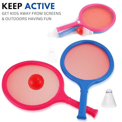 Badminton Racket Set for Kids, Toddlers with Paddles, Ball and Birdie - Junior Kindergarten Student Outdoor Sports Tennis Racquet Play Game Beach Toys