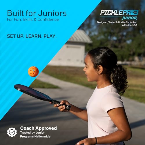 PicklePro Junior - Lab Tested 6+ Complete Pickleball Set with 10ft Net – Includes 4 Junior Paddles, Balls & Bag – USAP Approved Beginner Pickleball Kit