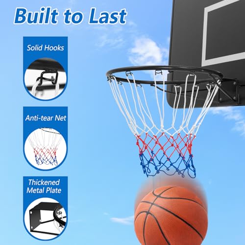 Goplus 18’’/15’’ Replacement Basketball Rim, Wall Door Mounted Basketball Hoop with All Weather Net, Indoor Outdoor Hanging Basketball Rim Goal Outside - size: 15", style: Black