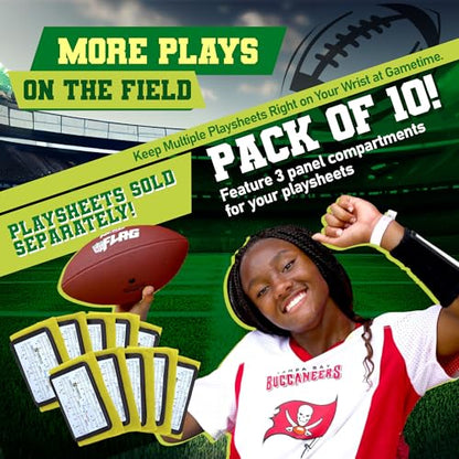 Football Play Wristbands - Youth Quarterback Gear - Wristband Playbook for Football and Softball Signs - color: Yellow