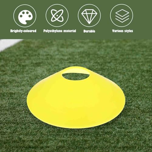 Ciieeo 12pcs Yellow Portable Disc Cones Football Training Plates Multi-Function Soccer Agility Markers for Sports Practice and Coaching