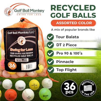 Golf Ball Monkey Hit Away Used Golf Balls Bulk with Mesh Bag – Used Range Balls & Shag Practice Golf Balls – Cheap Bulk Golf Balls Used for Backyard & Driving Range Golf Balls for Training