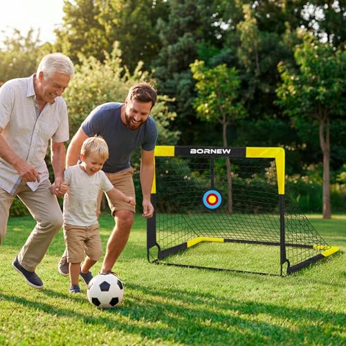 Kid Soccer Goal and Soccer Ball Targets Set - 6x4 / 4X3 ft Backyard & Indoor Soccer Goal, Portable Pop Up Soccer Net with Soccer Targets, Cones, Soccer Training Equipment for Ages 3-16 Year Gift - color: 1. Black Yellow