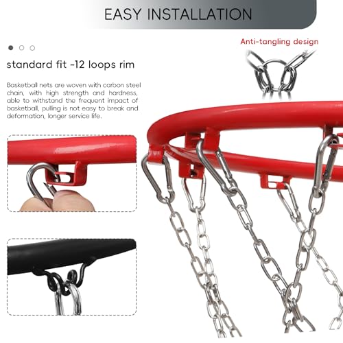 Basketball Net, Stainless Steel Braided Chain Heavy Duty, Standard Basketball Net (12 Links), Quick Installation. Suitable for Indoor and Outdoor Climates - style: 002