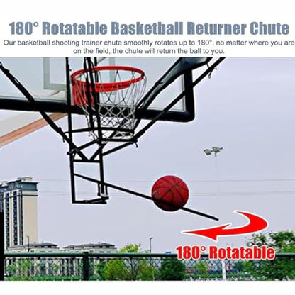 Basketball Hoop Returner Shot Return Apparatus Shooting Machine Hang Rebounder Net Attachment 180 Degree Rotatable Chute for