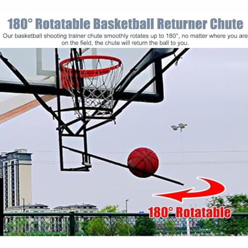 Basketball Shooting Machine Hanging Basketball Return Attachment for Hoop,Large Basketball Return System Rotatable 180° Shot Return Chute, Basketball Shooting Practice Net