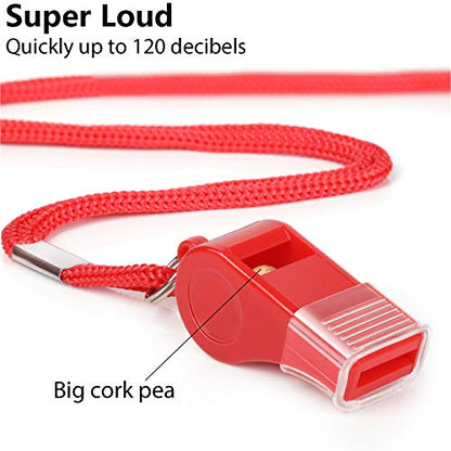 Fya Whistle with Lanyard and Mouth Grip, Super Loud Sports Whistles, Perfect for Coaches, Referees, Emergency, Lifeguard, Survival, Outdoor - color: Red