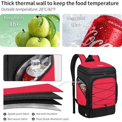 Soccer Bag - Soccer Backpack with Ball Holder,Sport Equipment Bags gifts for soccer stuff Water resistant Includes Separate Cleat Fit Basketball Volleyball Football - color: Red