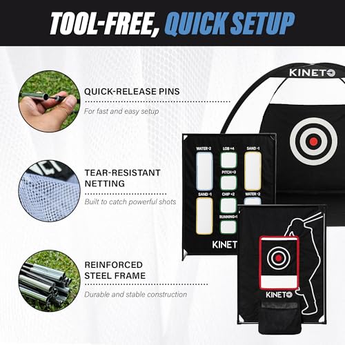Kineto Training Set – Golf Swing Net, 8-Zone Chipping Target, Baseball Pitch Trainer – Durable, Portable, Tool-Free net for Backyard or Indoor use - size: 3 in 1