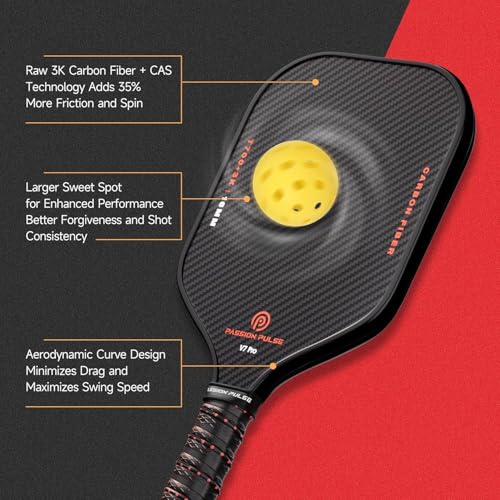 Pickleball Paddle – Advanced Carbon Fiber Surface, 16mm Core, Lightweight 8oz, 3D PulseGrip Handle – Control & Spin for All Skill Levels