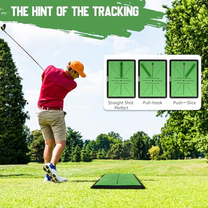 Golf Hitting Mat Training System, 3-in-1 Training Mats for Swing Path Feedback, Fairway, Rough Mats with No-Slip Heavy-Duty Rubber Base, 16"x12" Golf Practice Mat for Golfers, Beginners & Pros