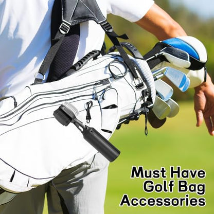 THIODOON 2 Pack Golf Club Brushes and Groove Cleaner 2 ft Retractable Zipline Carabiner Golf Brush Head with Retractable Spike Comfortable Grip Golf Club Cleaner - color: Pro Golf Club Brush