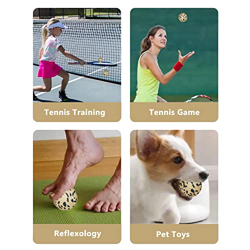URBEST Tennis Ball 12 Packs Training Tennis Balls Practice Balls for Novice Player, Pet Dog Playing Balls with Mesh Carry Bag - color: Leopard print