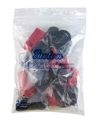 yueton Plastic Coach Whistles with Lanyard, Pack of 6 - color: Red