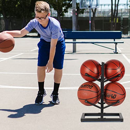 Basketball Organizers Metal Ball Storage Rack Sports Storage for Indoor Outdoor